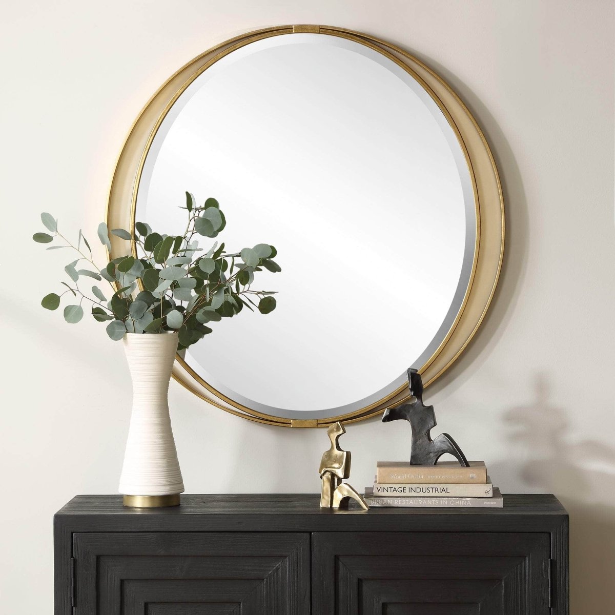 Rhodes Gold Round Mirror - Uttermost - Round Mirrors by Modest Hut