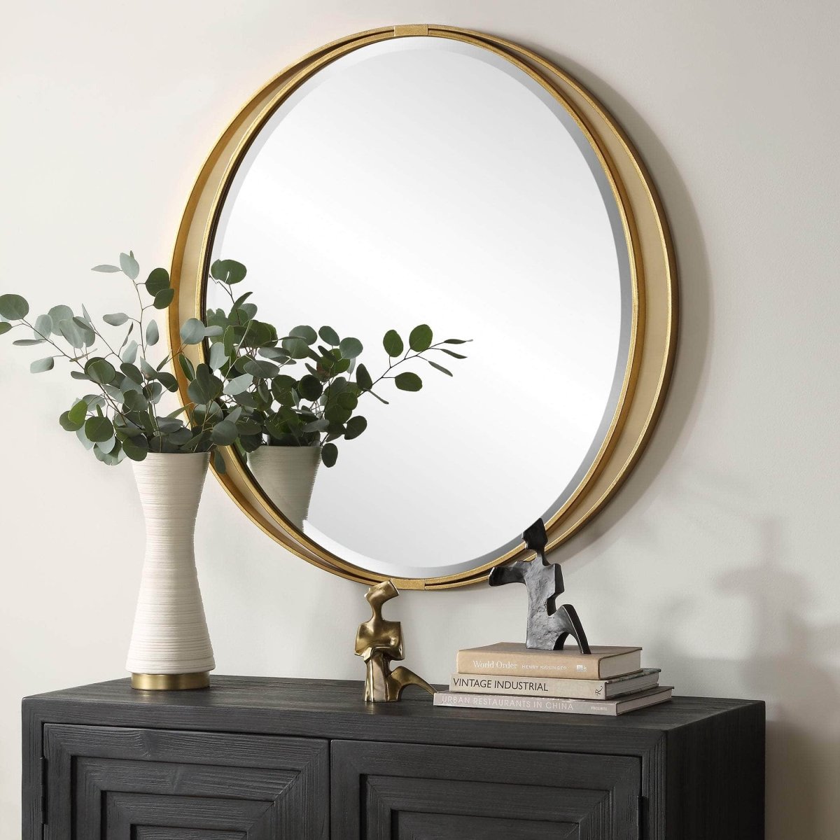 Rhodes Gold Round Mirror - Uttermost - Round Mirrors by Modest Hut