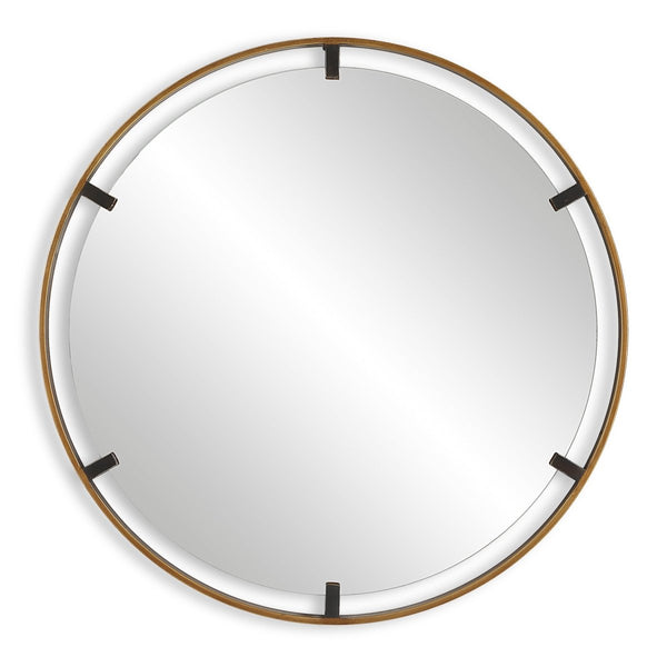 Rich Gold and Bronze Round Floating Mirror - Uttermost - Round Mirrors by Modest Hut