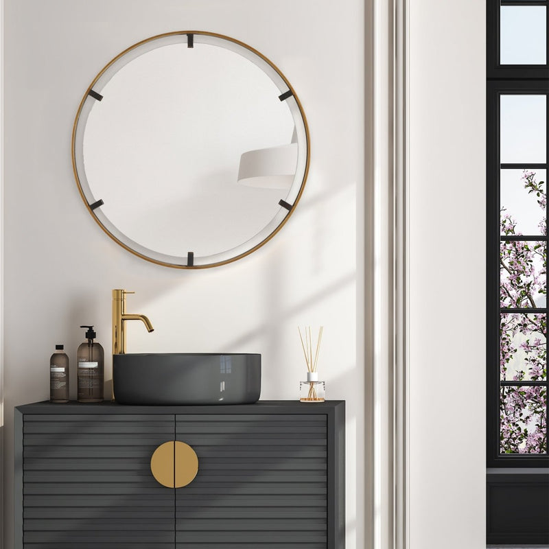 Rich Gold and Bronze Round Floating Mirror - Uttermost - Round Mirrors by Modest Hut