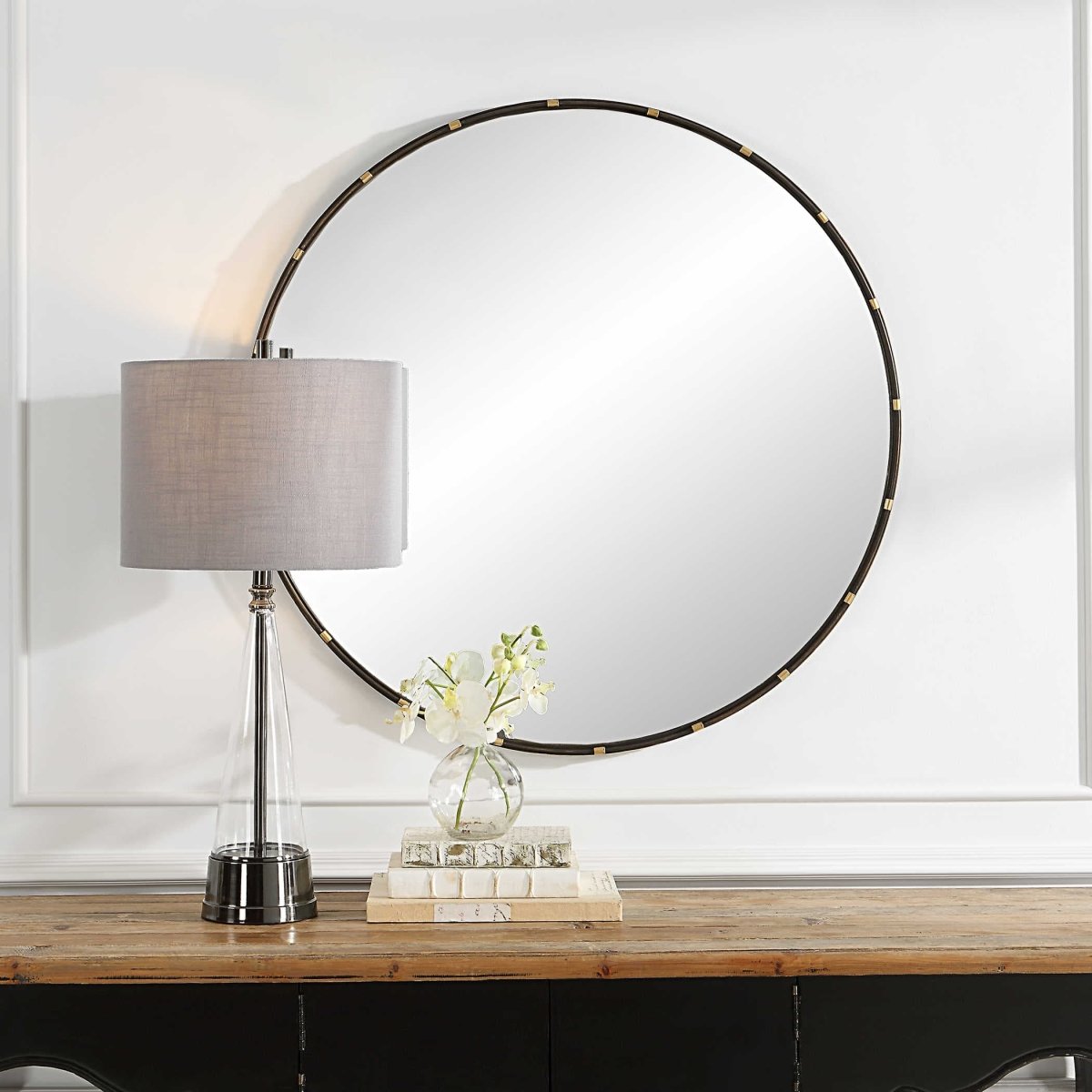 Round Metal Frame Mirror - Uttermost - Round Mirrors by Modest Hut