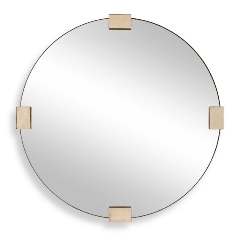 Russo Travertine Round Mirror - Round Mirrors