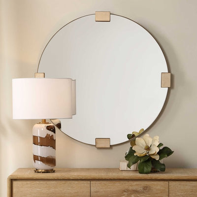 Russo Travertine Round Mirror - Round Mirrors