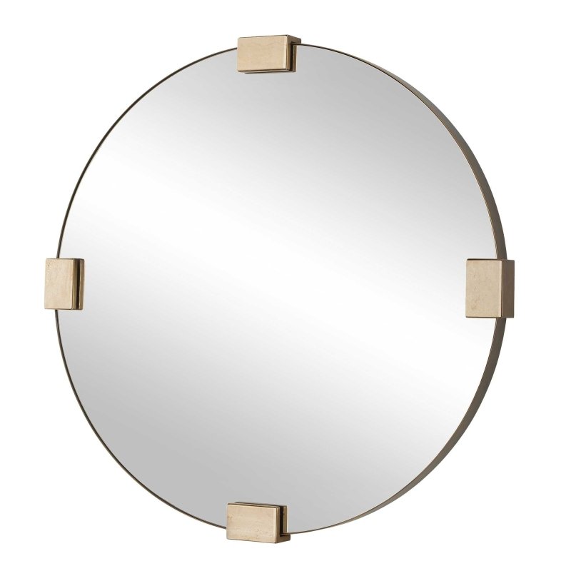Russo Travertine Round Mirror - Round Mirrors