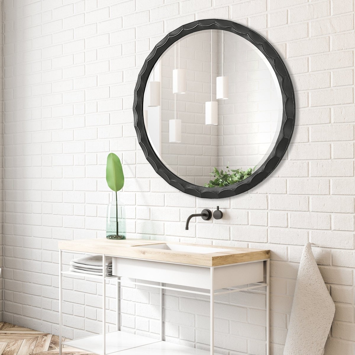 Scalloped Edge Round Mirror - Uttermost - Round Mirrors by Modest Hut
