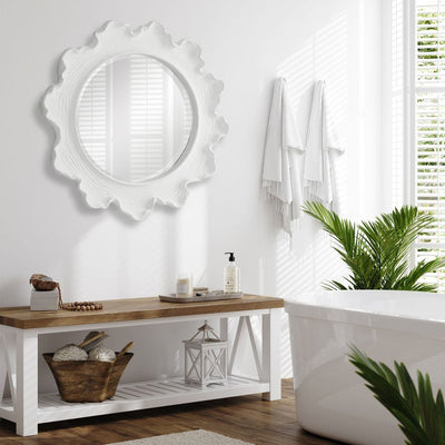 Sea Coral White Round Mirror - Uttermost - Round Mirrors by Modest Hut