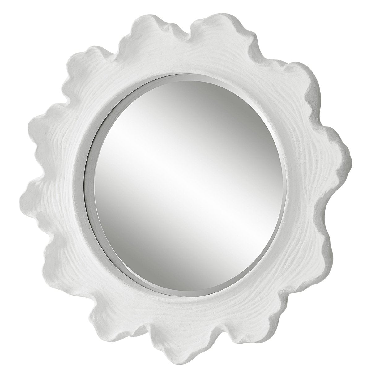 Sea Coral White Round Mirror - Uttermost - Round Mirrors by Modest Hut