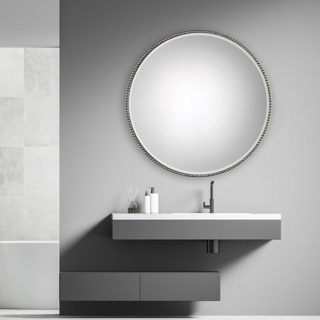 Stefania Beaded Round Mirror - Uttermost - Round Mirrors by Modest Hut