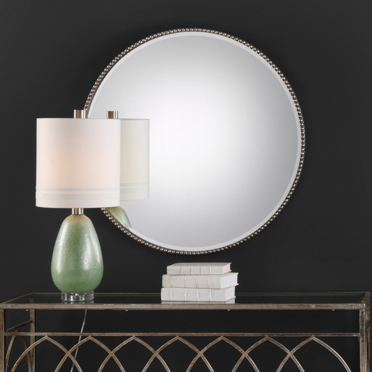 Stefania Beaded Round Mirror - Uttermost - Round Mirrors by Modest Hut