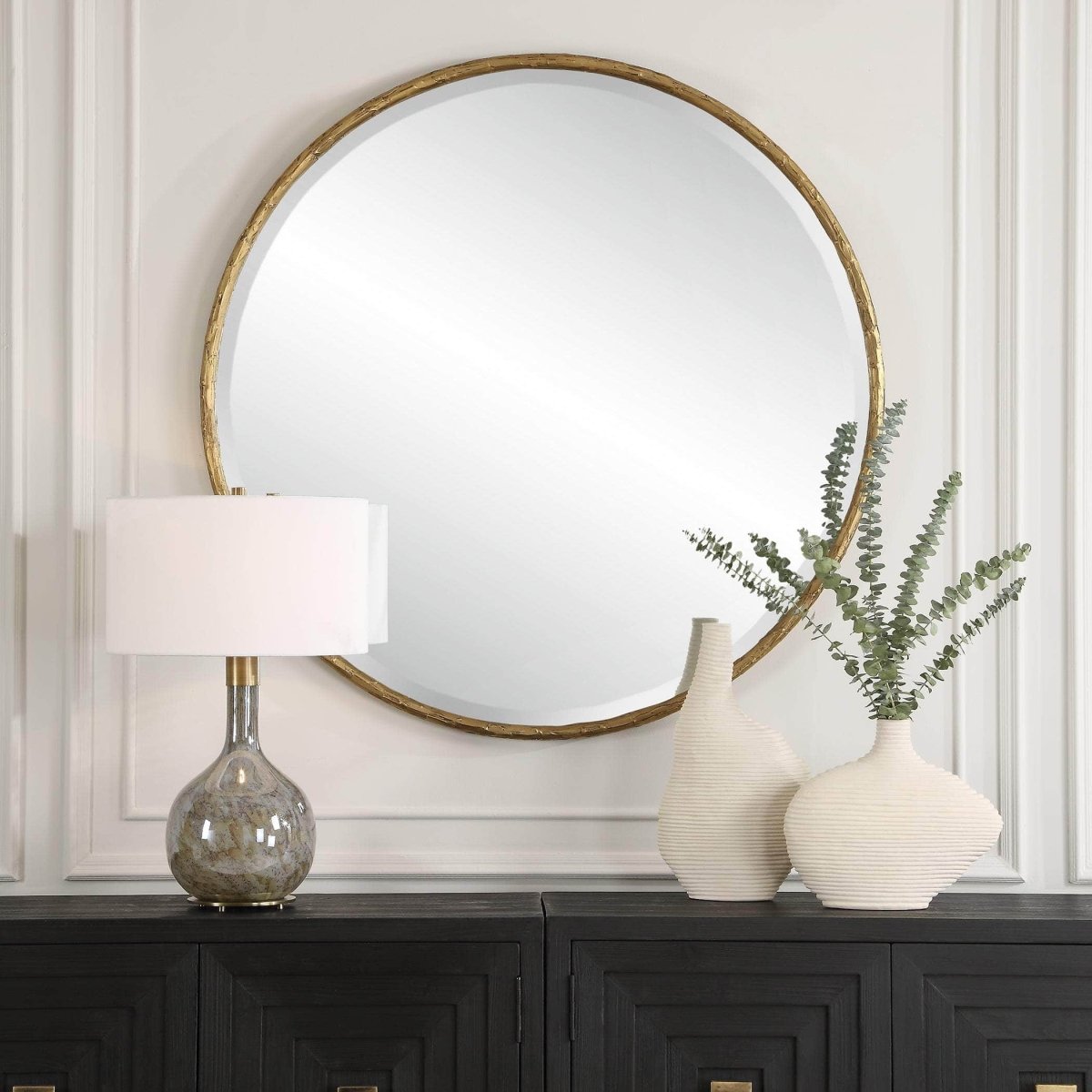 Sutton Aged Gold Round Mirror - Uttermost - Round Mirrors by Modest Hut