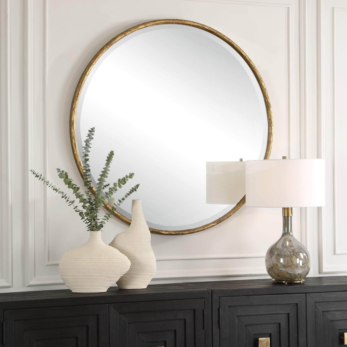 Sutton Aged Gold Round Mirror - Uttermost - Round Mirrors by Modest Hut