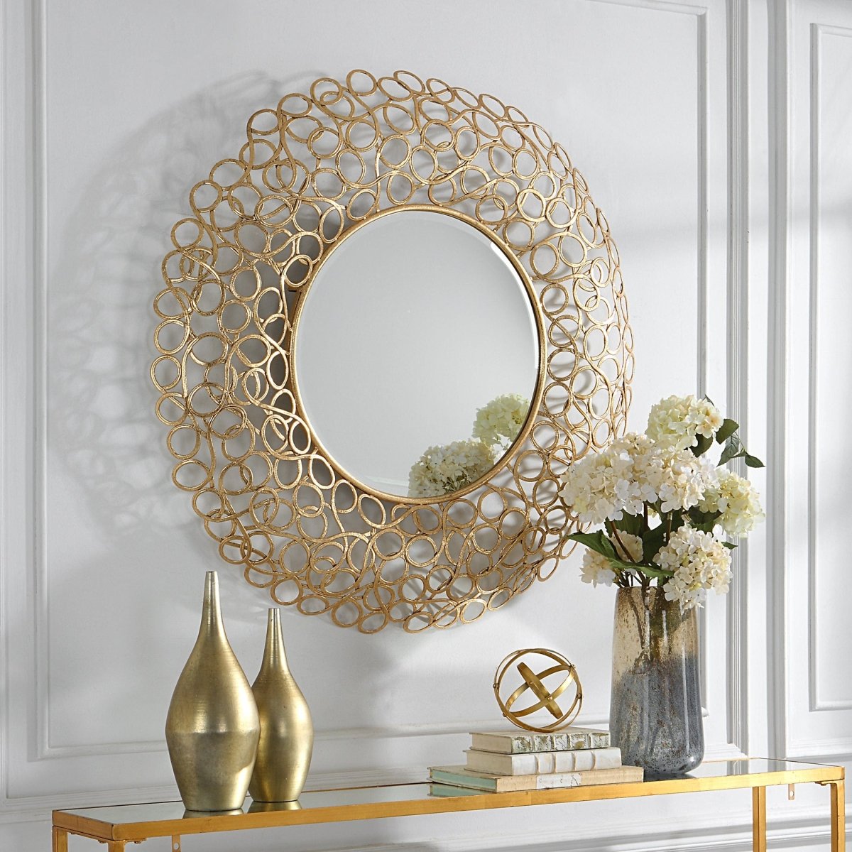 Swirl Round Gold Mirror - Uttermost - Round Mirrors by Modest Hut