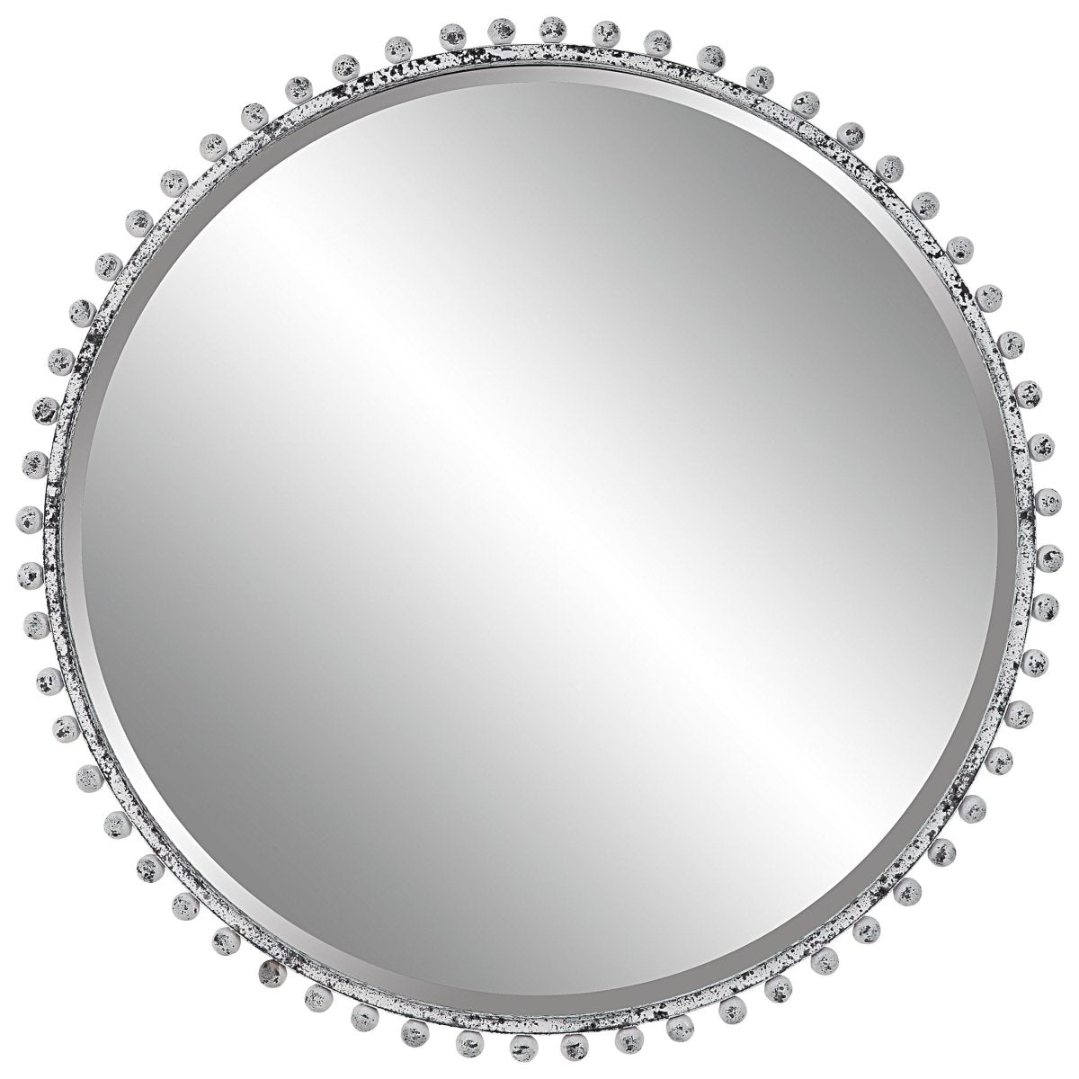 Taza Aged White Round Mirror - Uttermost - Round Mirrors by Modest Hut