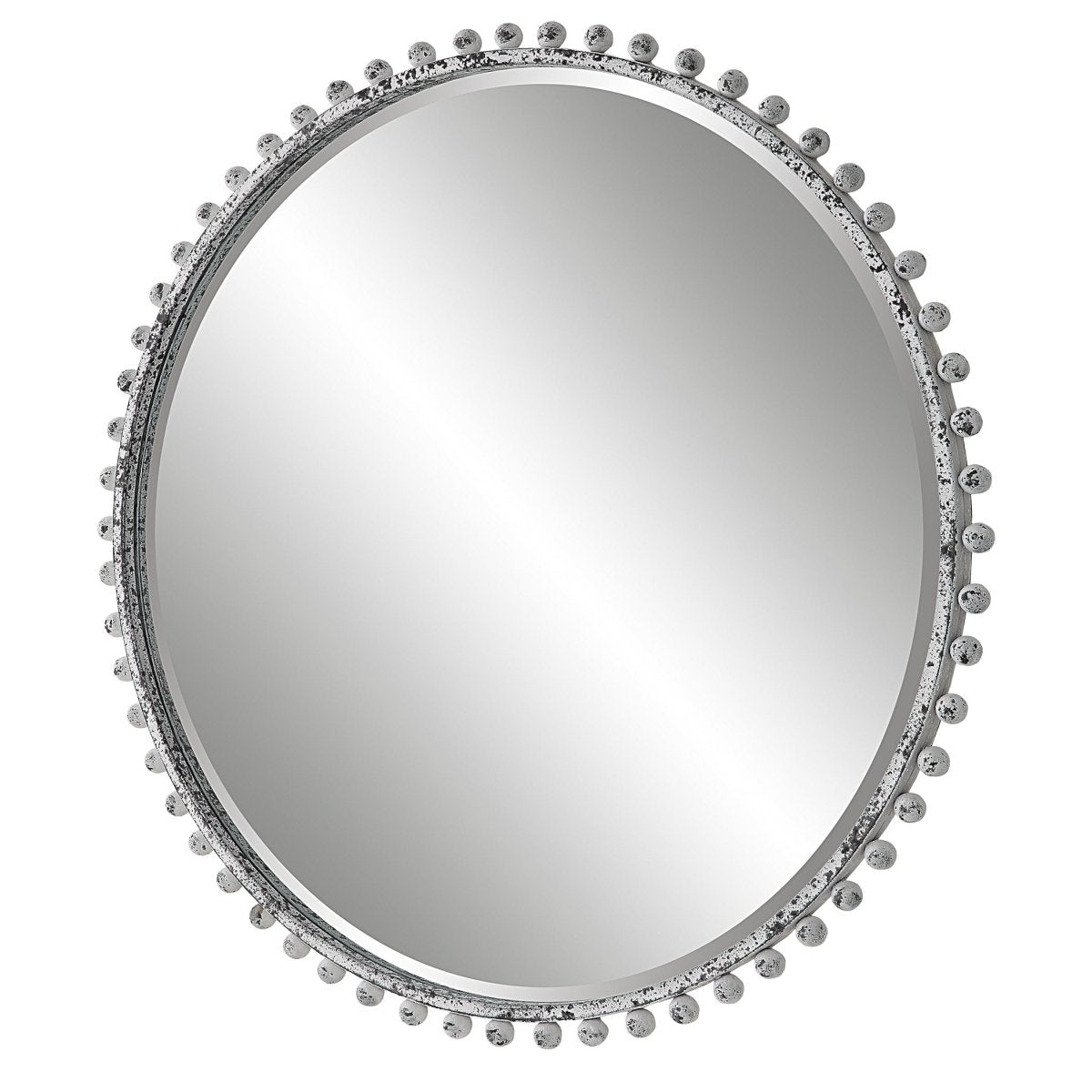 Taza Aged White Round Mirror - Uttermost - Round Mirrors by Modest Hut