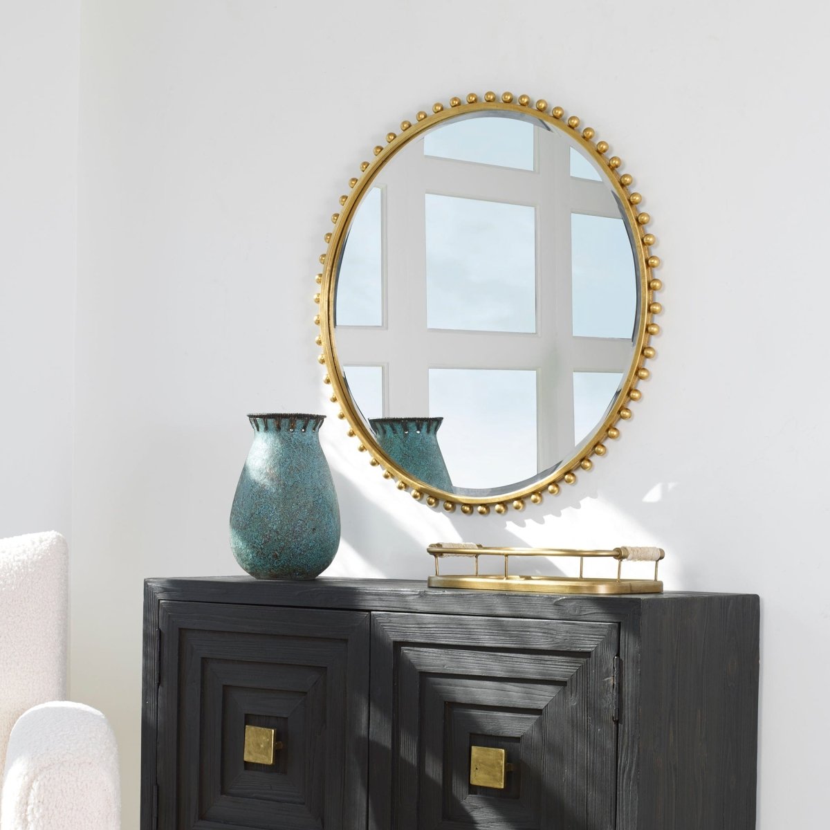 Taza Gold Round Mirror - Uttermost - Round Mirrors by Modest Hut