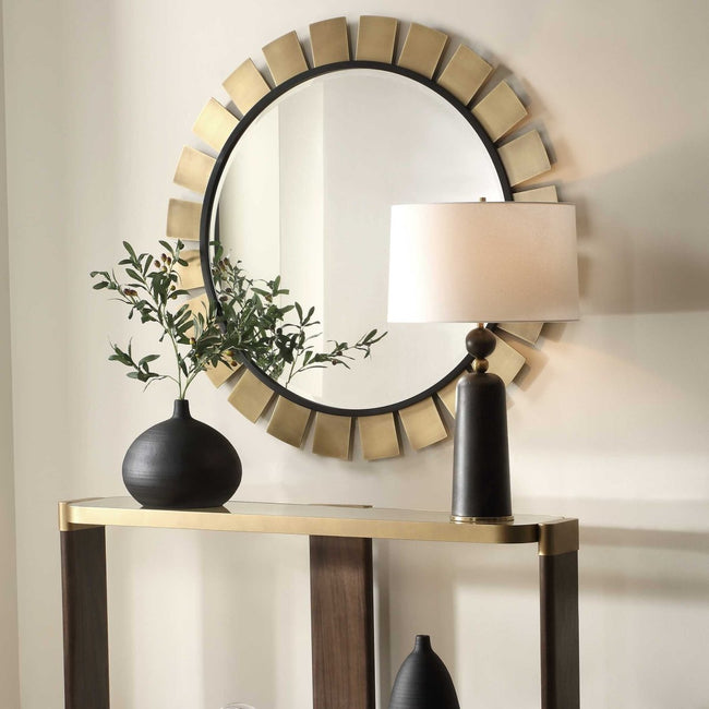 Toluca Round Brass Mirror - Uttermost - Round Mirrors by Modest Hut
