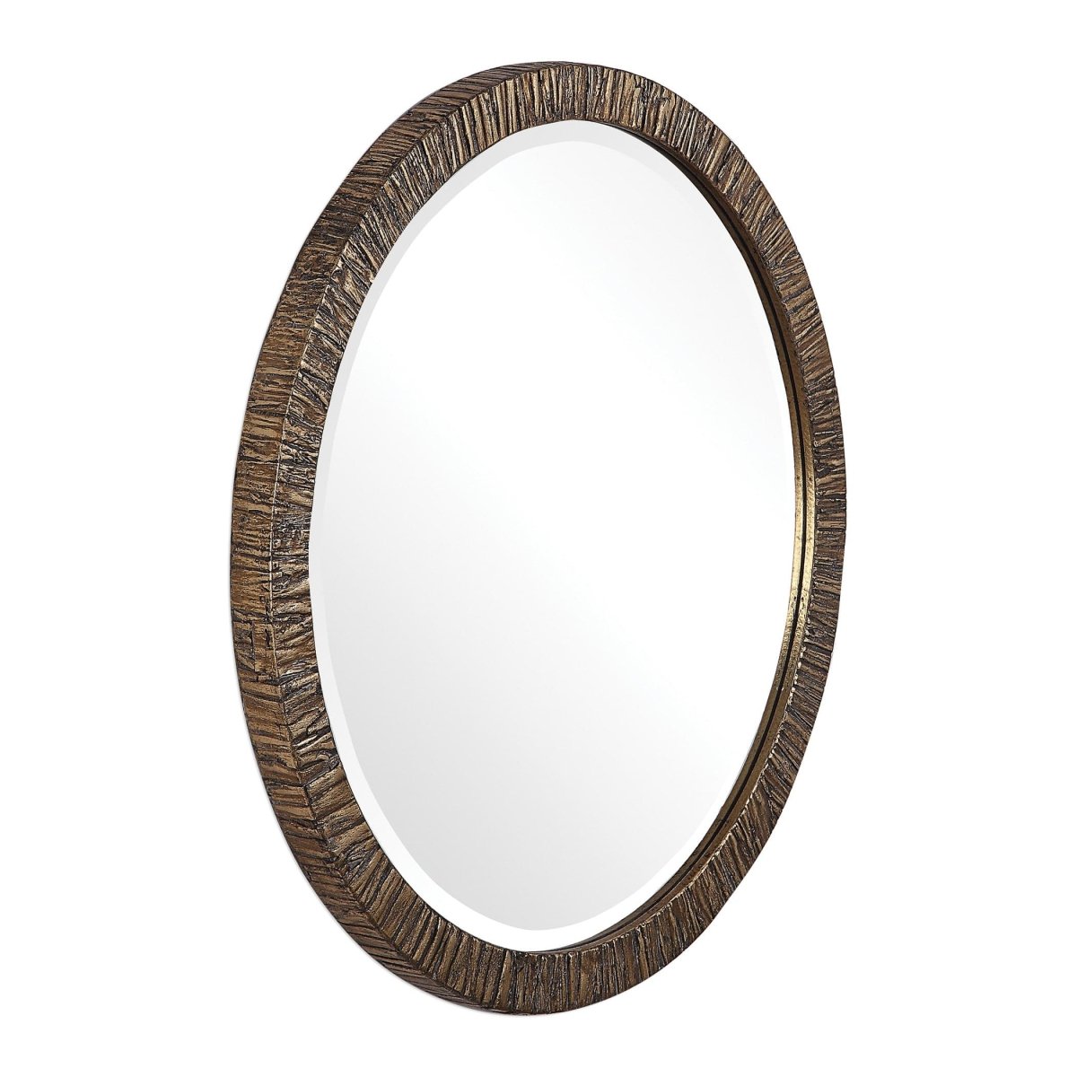 Wayde Gold Bark Round Mirror - Uttermost - Round Mirrors by Modest Hut