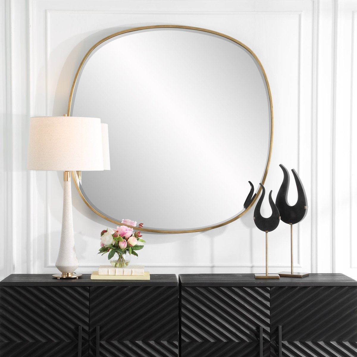 Webster Antique Gold Mirror - Uttermost - Round Mirrors by Modest Hut