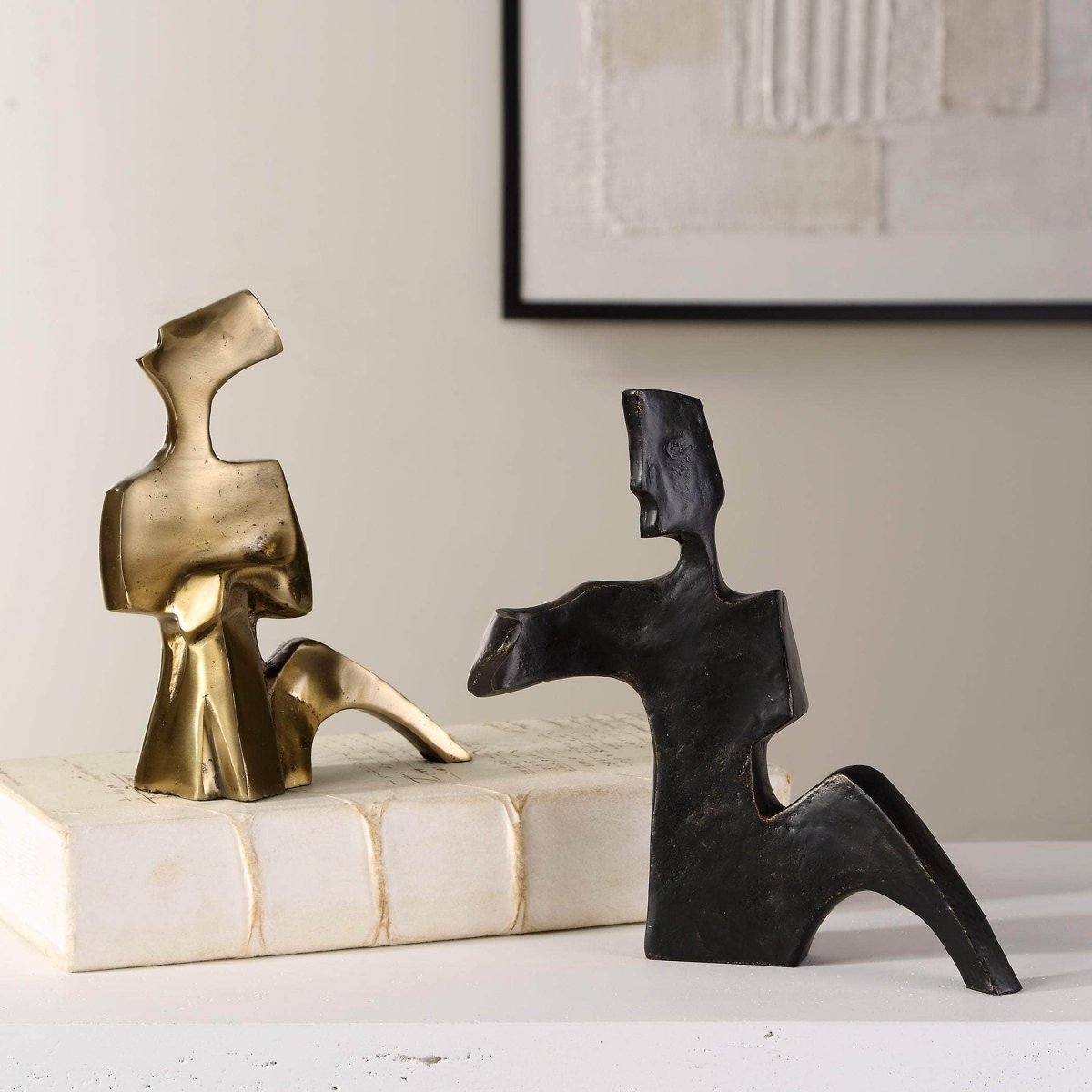 Affection Bronze Gold Sculpture, S/2 - Uttermost - Sculptures by Modest Hut