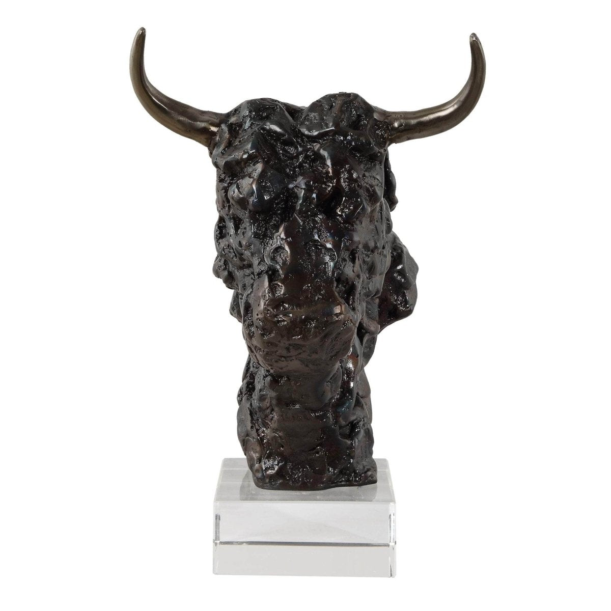 Bison Bust Bronze Sculpture - Uttermost - Sculptures by Modest Hut