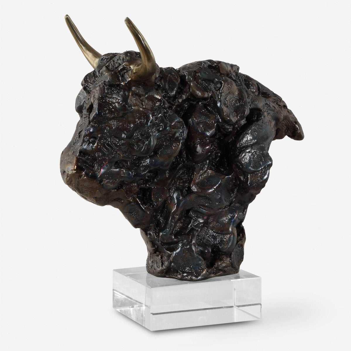 Bison Bust Bronze Sculpture - Uttermost - Sculptures by Modest Hut