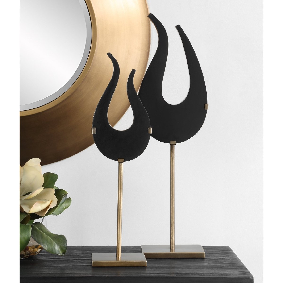 Black Flame Sculptures, S/2 - Uttermost - Sculptures by Modest Hut