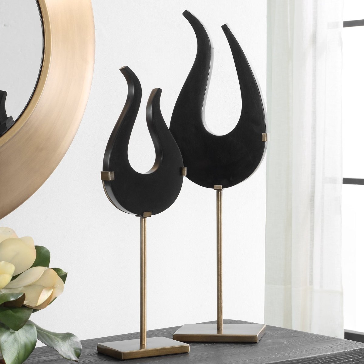 Black Flame Sculptures, S/2 - Uttermost - Sculptures by Modest Hut