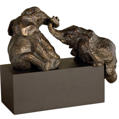 Bronze Playful Pachyderms Figurine - Uttermost - Sculptures by Modest Hut