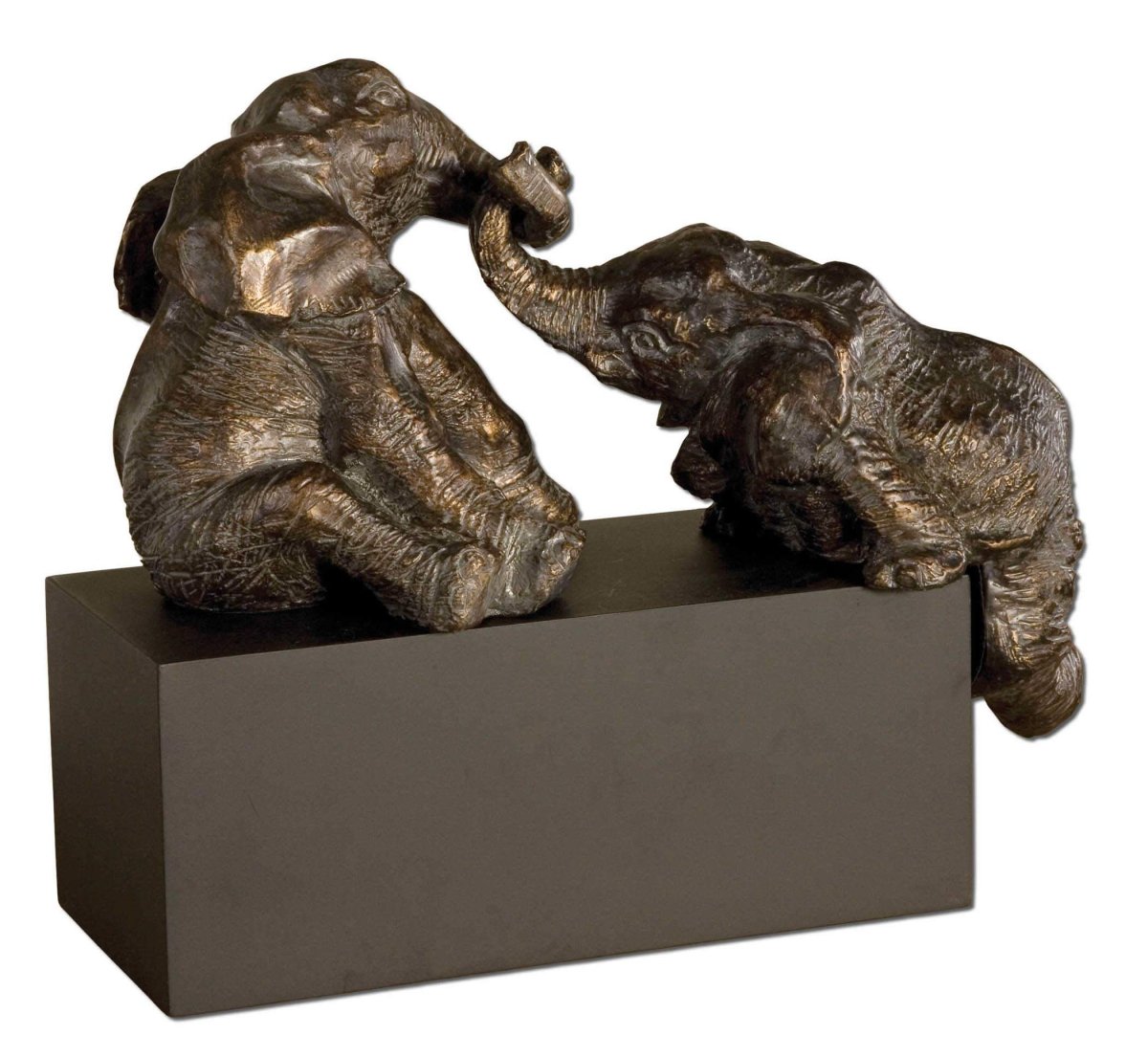 Bronze Playful Pachyderms Figurine - Uttermost - Sculptures by Modest Hut