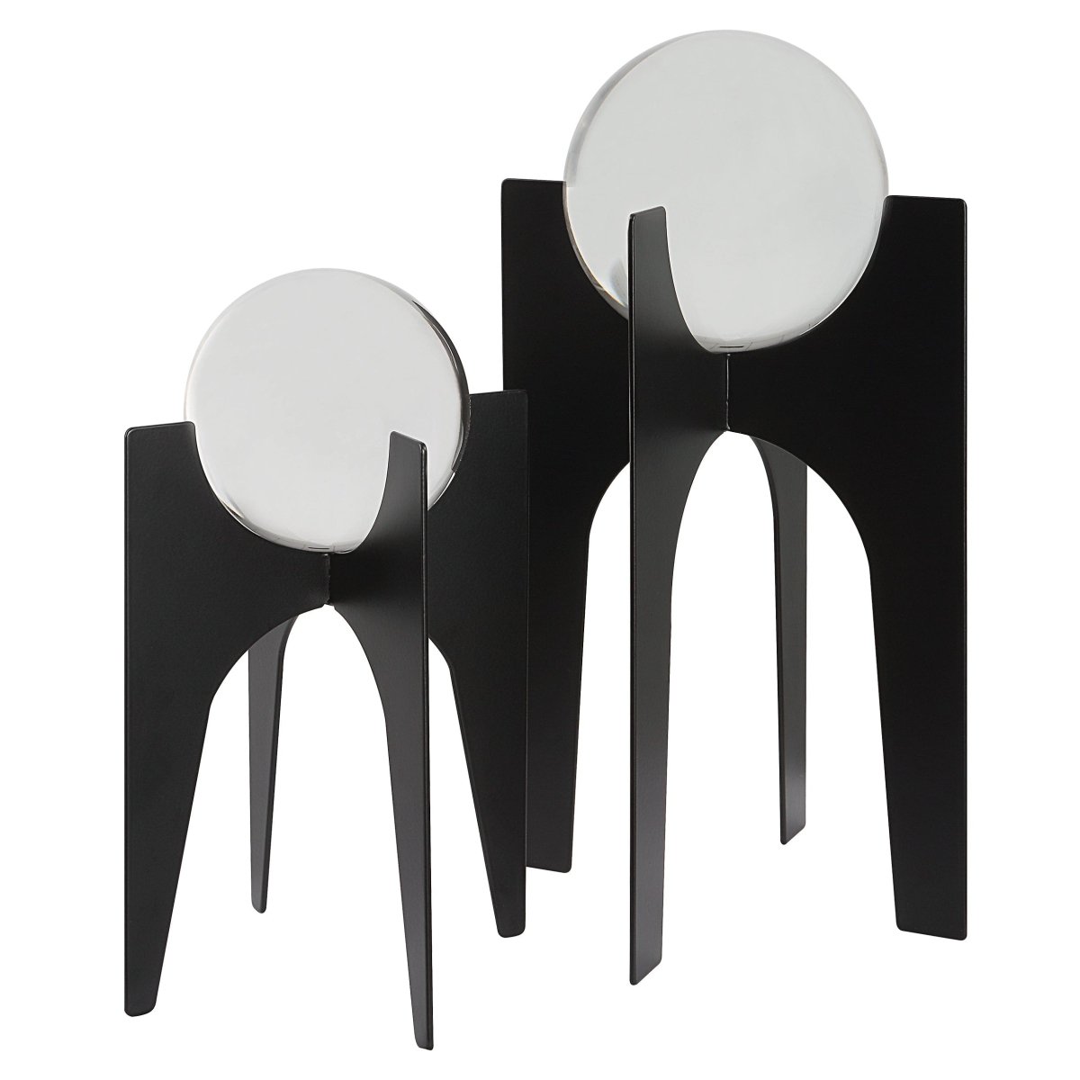 Ellianna Crystal Spheres On Black Base, S/2 - Uttermost - Sculptures by Modest Hut