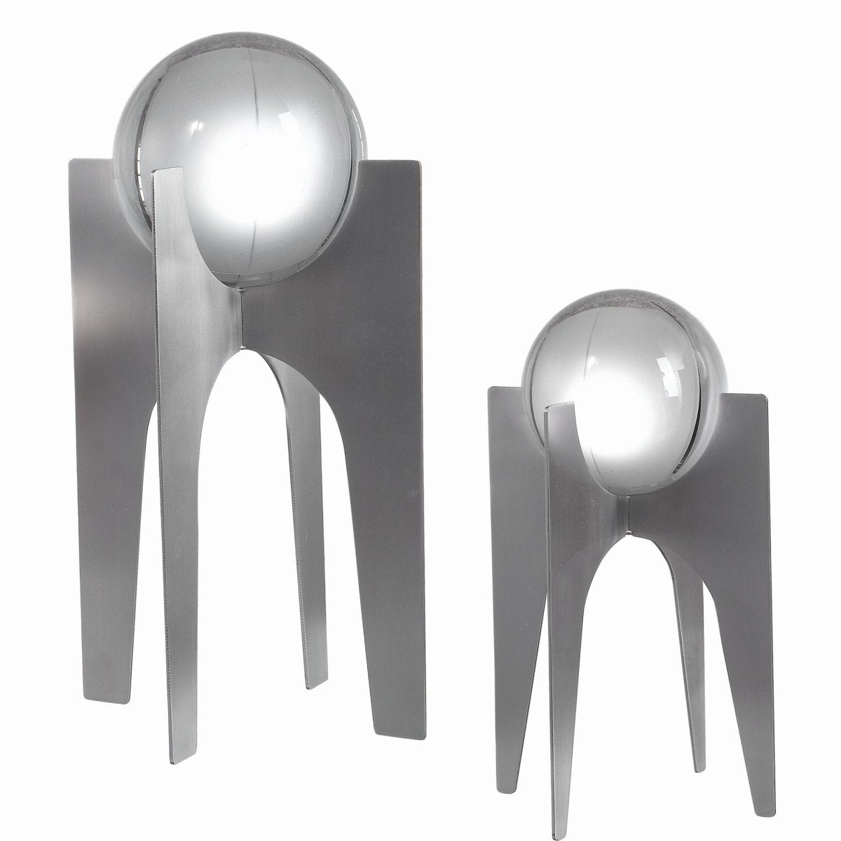 Ellianna Silver Spheres Sculptures (S/2) - Uttermost - Sculptures by Modest Hut