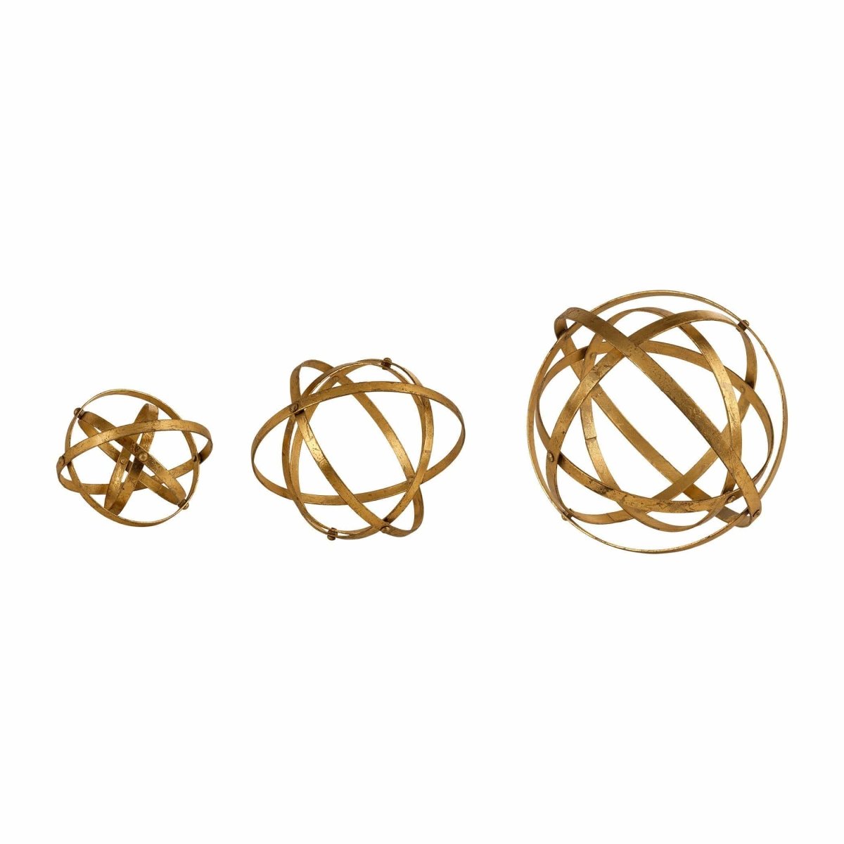 Gold Metal Spheres (S/3) - Uttermost - Sculptures by Modest Hut