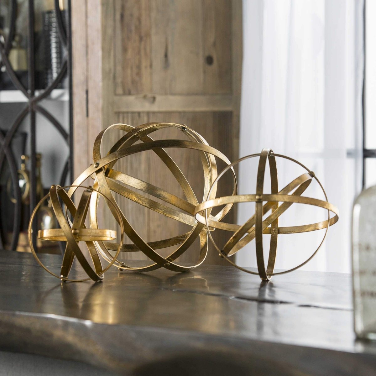 Gold Metal Spheres (S/3) - Uttermost - Sculptures by Modest Hut