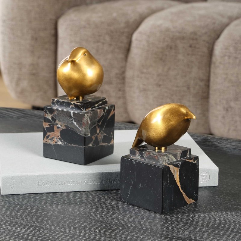 Golden Finch Bird Figurines Set/2 - Wall Decor