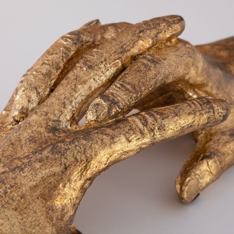 Hold my Hand Sculpture by Uttermost intertwined hands sculpture close up gold leaf texture detail