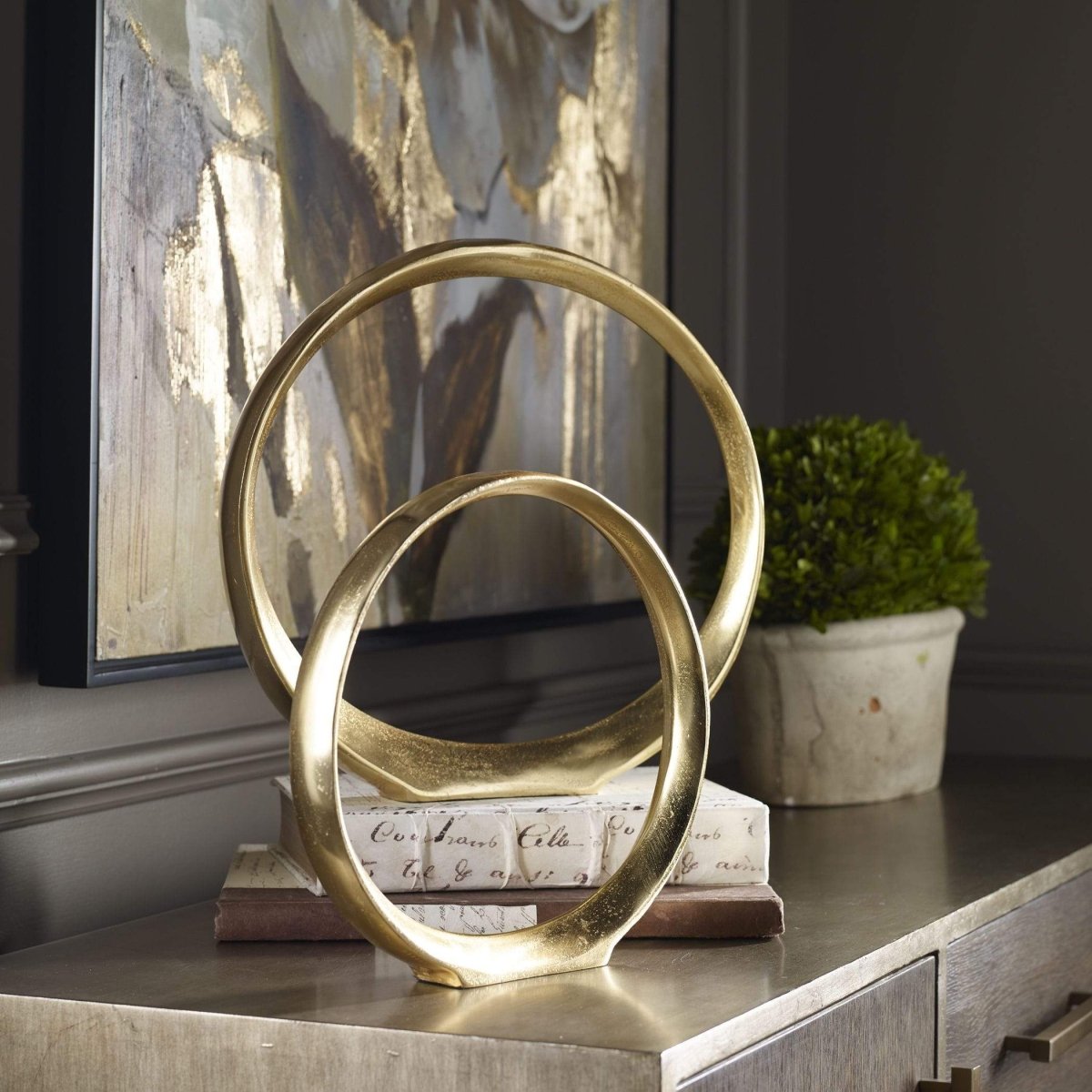 Jimena Gold Ring Sculptures (S/2) - Uttermost - Sculptures by Modest Hut