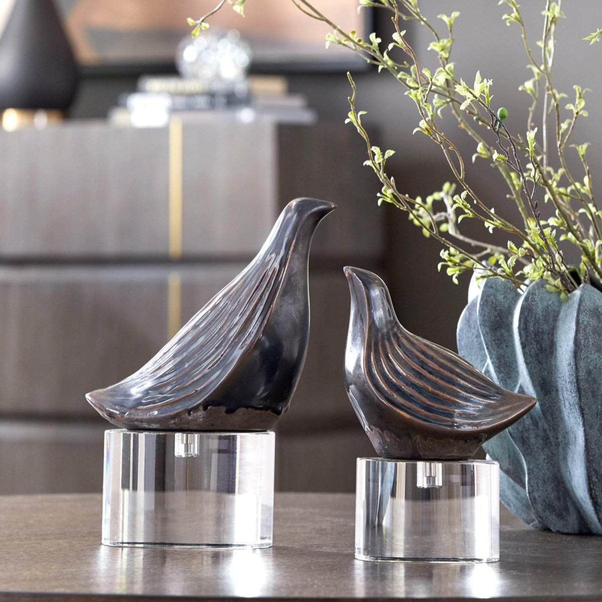 Nesting Bird Gray Sculptures, S/2 - Uttermost - Sculptures by Modest Hut