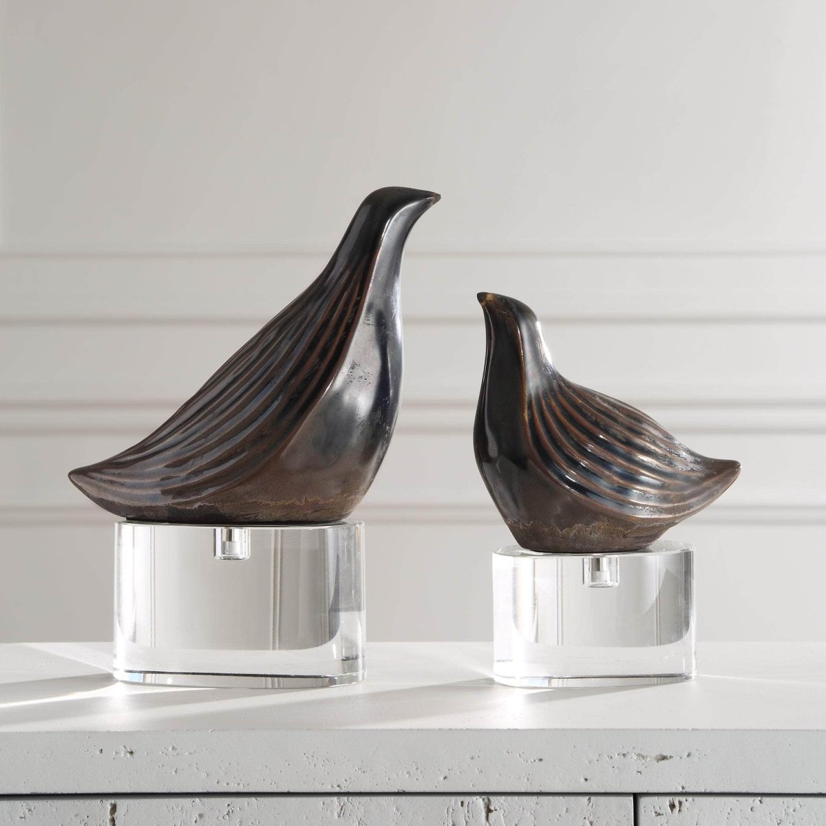 Nesting Bird Gray Sculptures, S/2 - Uttermost - Sculptures by Modest Hut