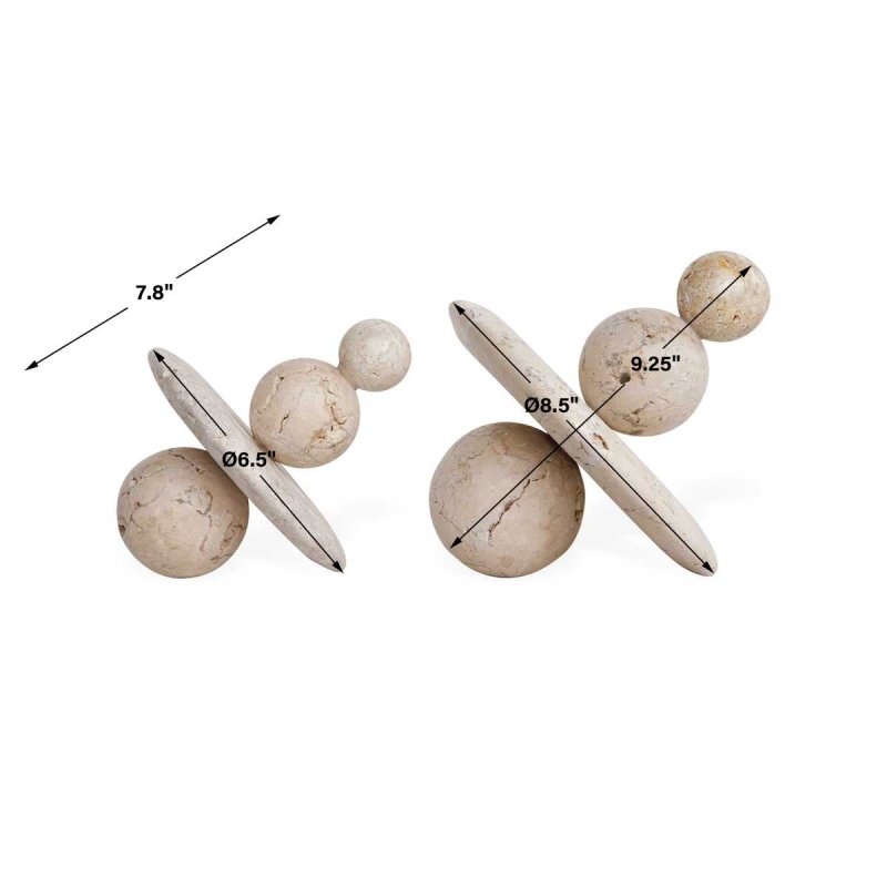 Dimension guide for the Quarried Natural Stone Sculptures Set of 2