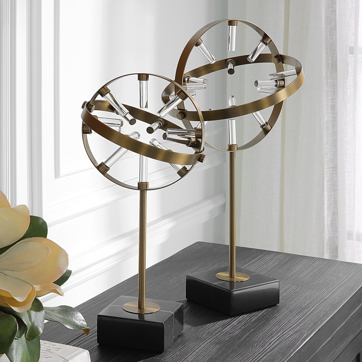 Realm Spherical Brass Sculptures, Set Of 2 - Uttermost - Sculptures by Modest Hut