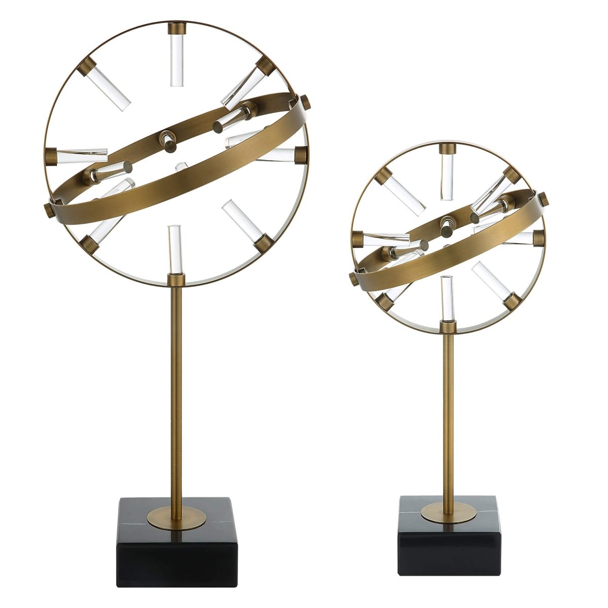Realm Spherical Brass Sculptures, Set Of 2 - Uttermost - Sculptures by Modest Hut