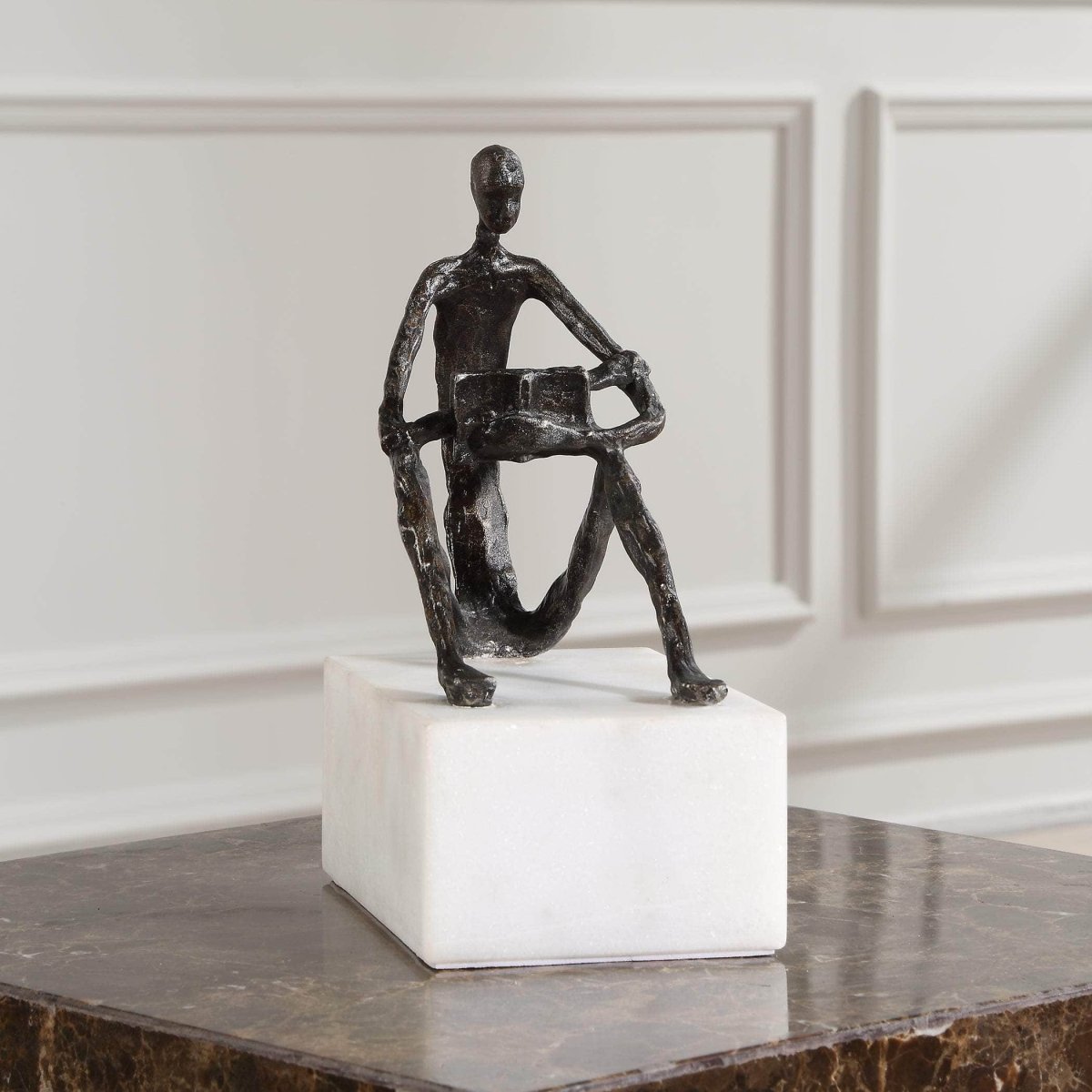 Sit Back, Relax And Read, Iron Sculpture - Uttermost - Sculptures by Modest Hut