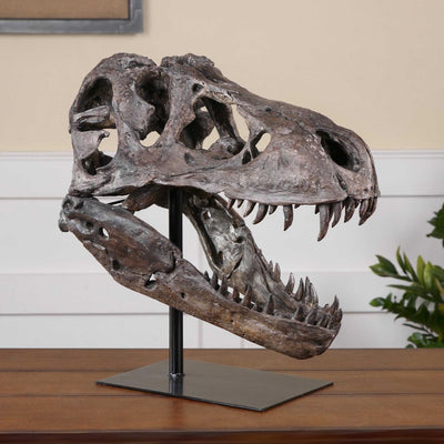 Tyrannosaurus Scull Sculpture - Uttermost - Sculptures by Modest Hut