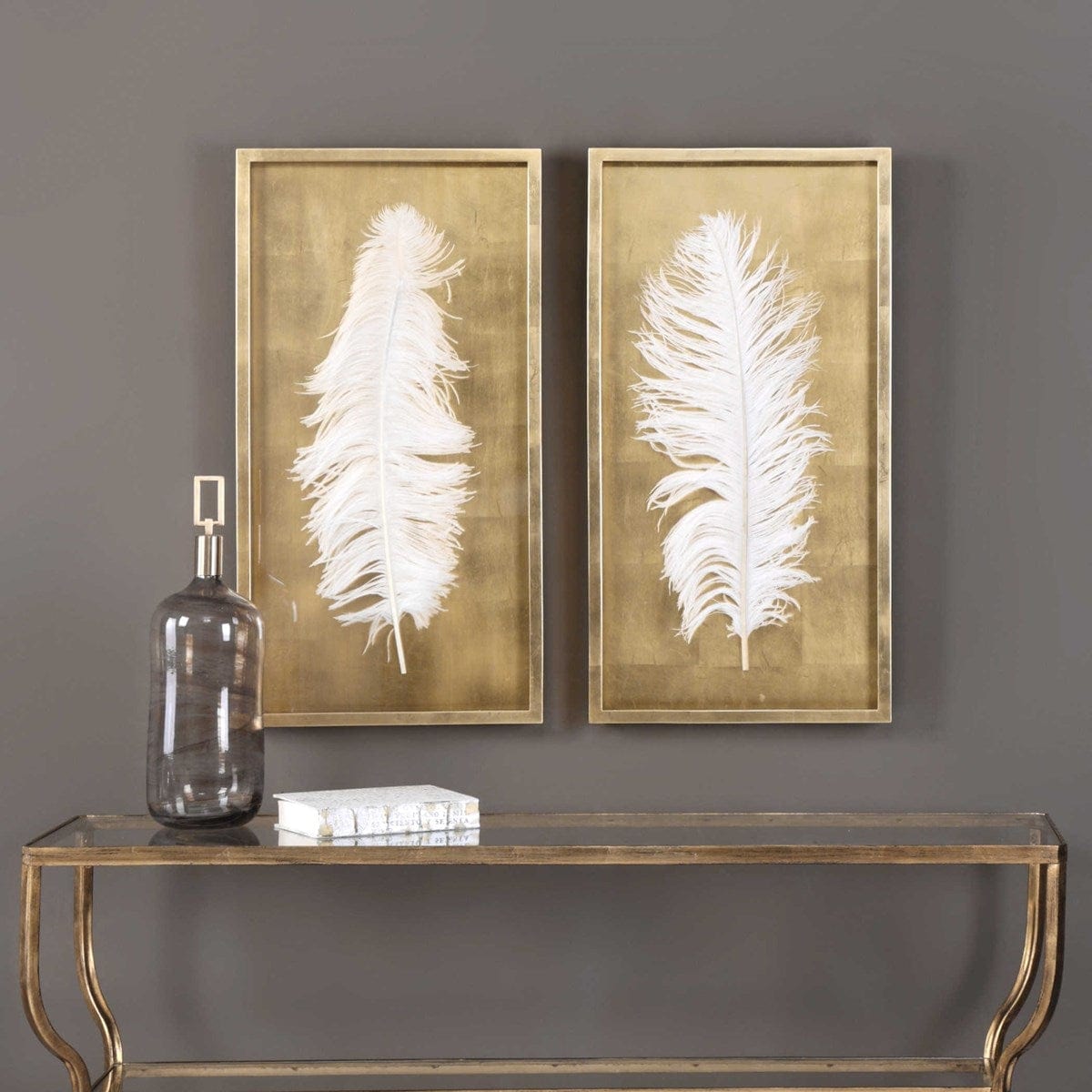 White Feathers Shadow Boxes, S/2 - Uttermost - Shadow Boxes by Modest Hut