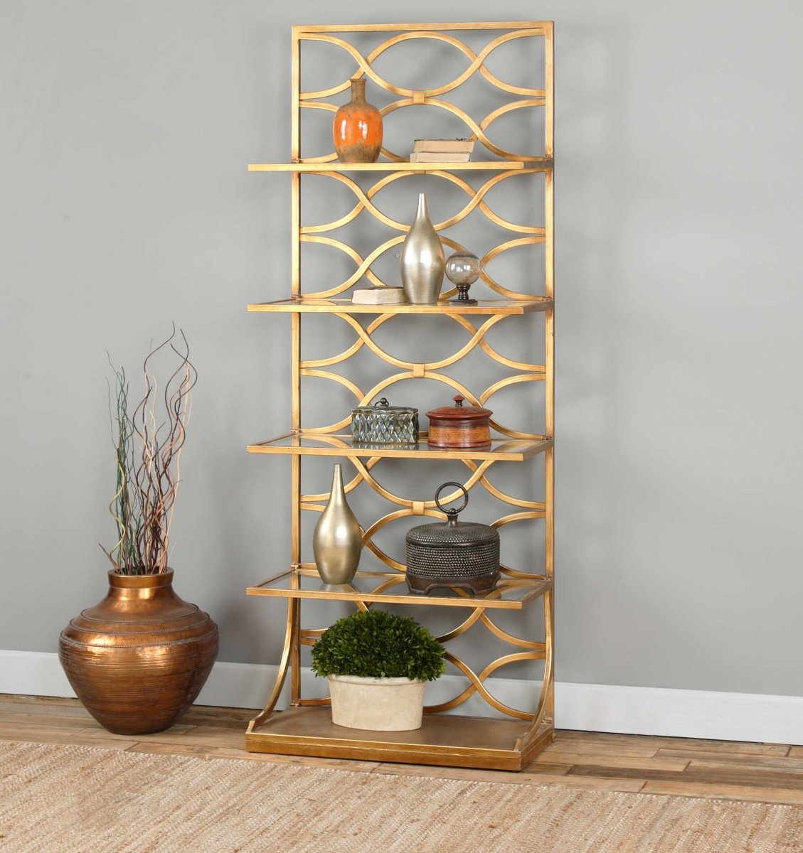 Lashaya Gold Etagere - Uttermost - Shelving by Modest Hut