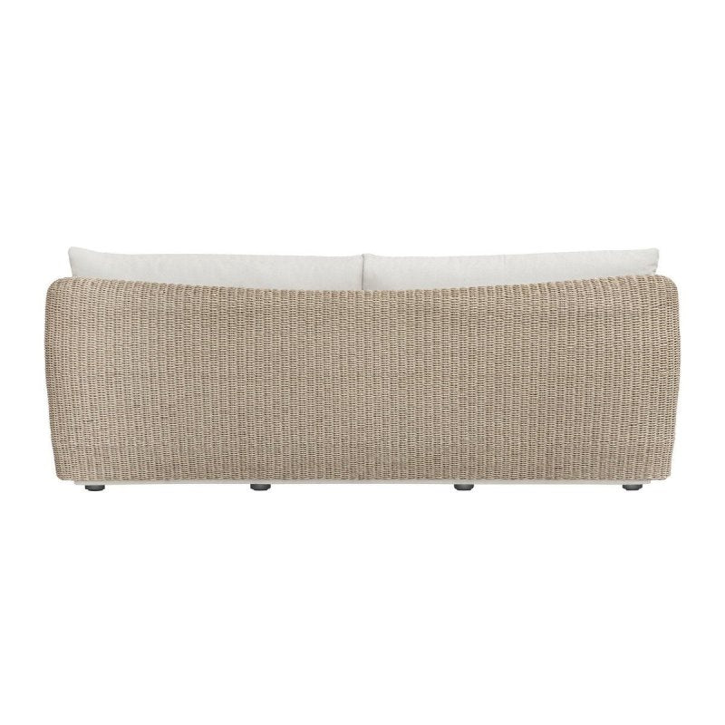 Back view of the Sunset outdoor sofa showing the woven frame