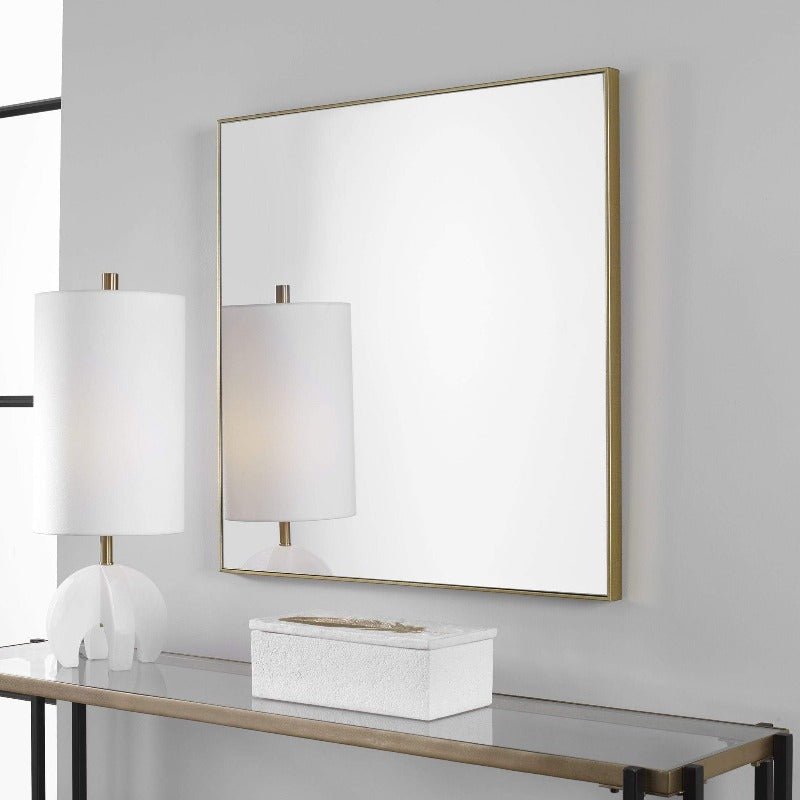 Alexa Sleek Gold Square Wall Mirror - Uttermost - Square Mirrors by Modest Hut