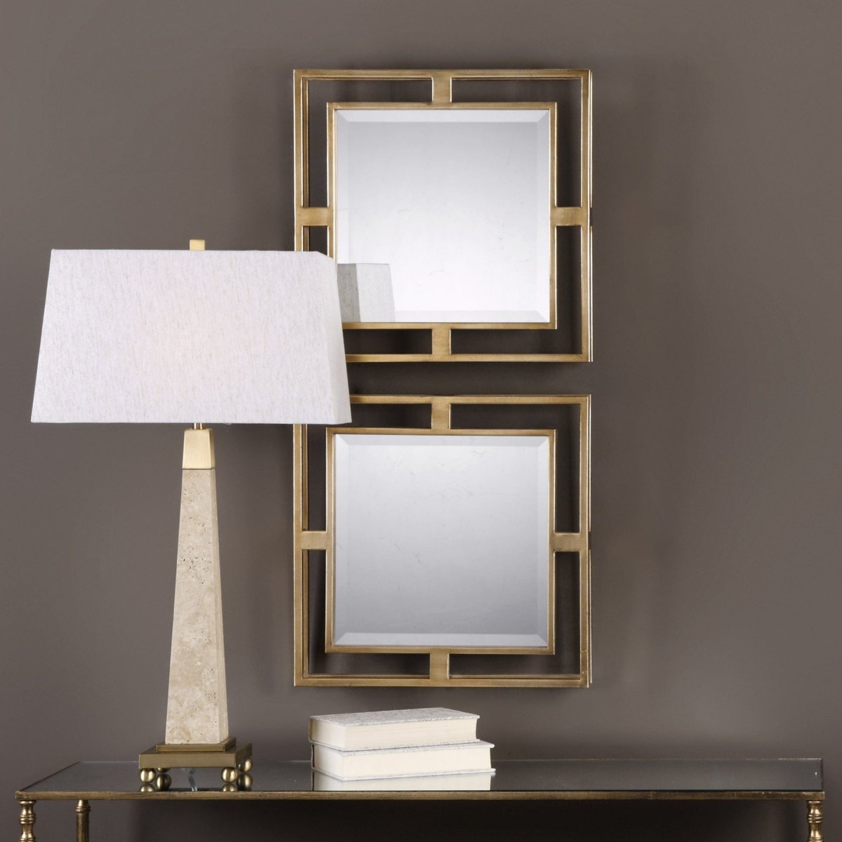 Allick Gold Square Mirrors S/2 - Uttermost - Square Mirrors by Modest Hut