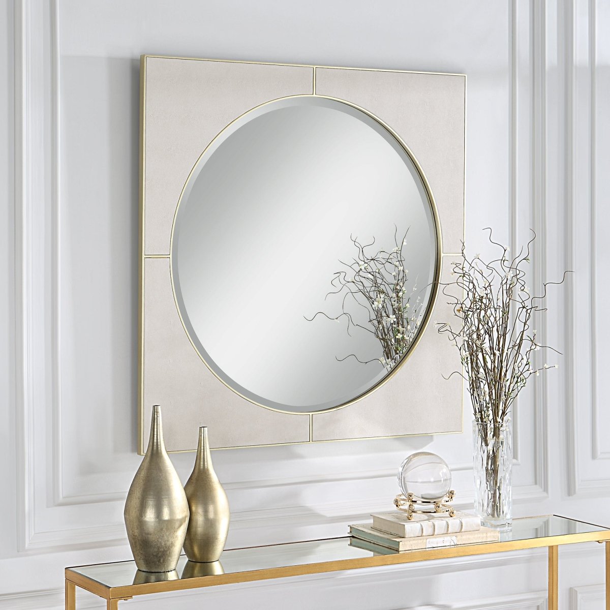 Cyprus White Square Mirror - Uttermost - Square Mirrors by Modest Hut