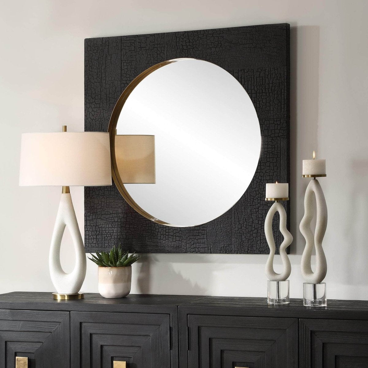 Ember Black Square Mirror - Uttermost - Square Mirrors by Modest Hut